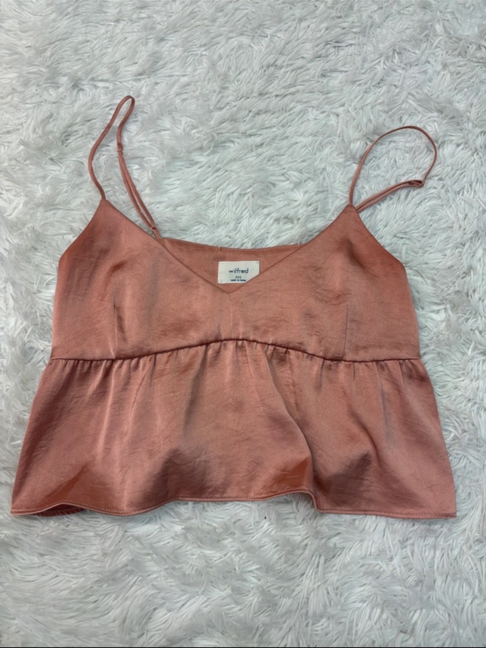 Wilfred Rust Pink Satin Peplum Cami Top